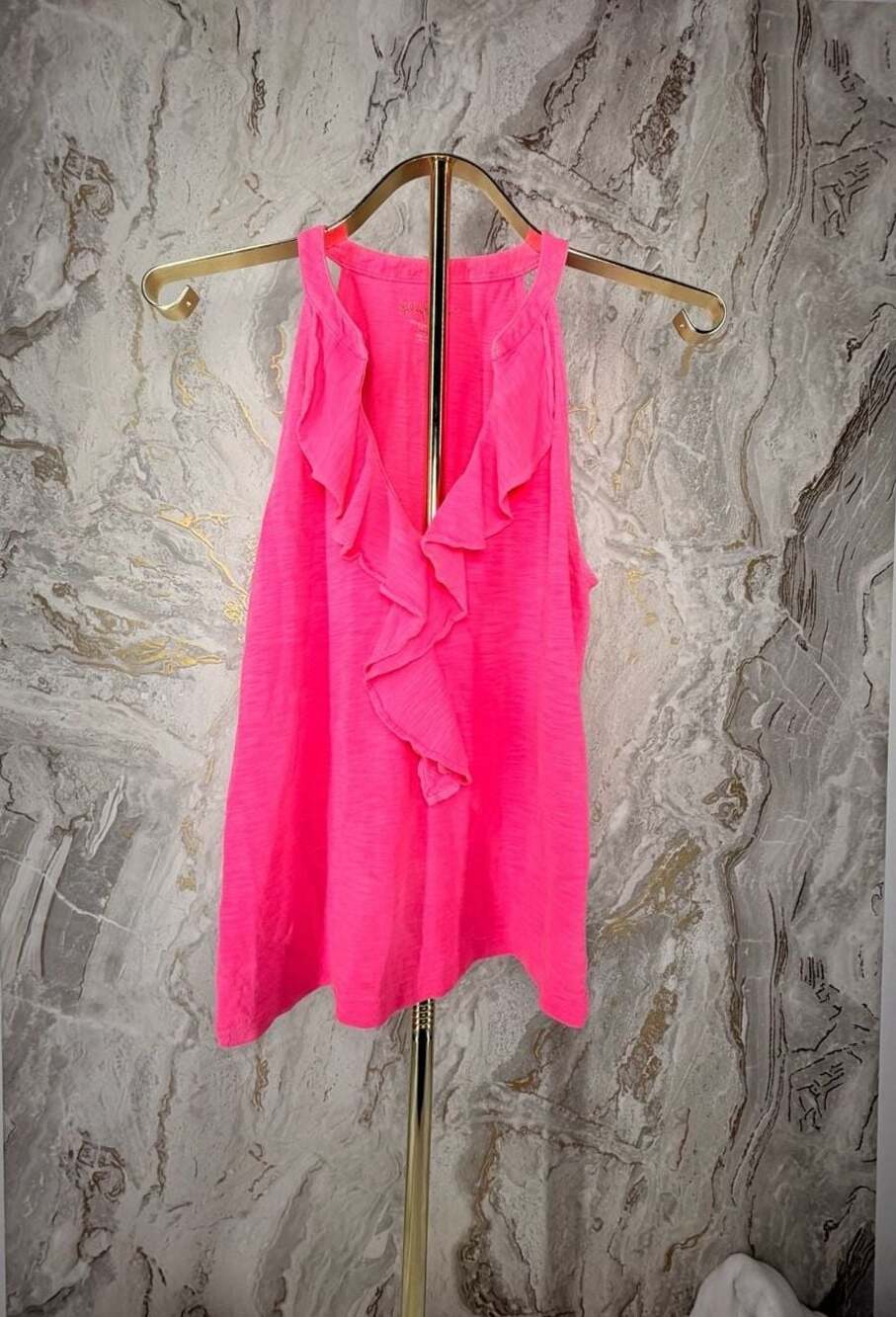 Lilly Pulitzer Pima Cotton Ruffle Tank Pink Size Small